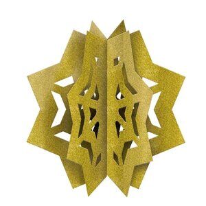 NEW Gold Glitter 3D Star Lantern 9" 8 Point Christmas Decorations Holiday Eid Ra